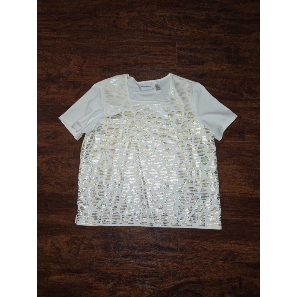 Alfred Dunner short sleeve Sequin shirt size large
